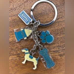 COACH Teal & Yellow Dog Love Bag Charm w/Box NWOT